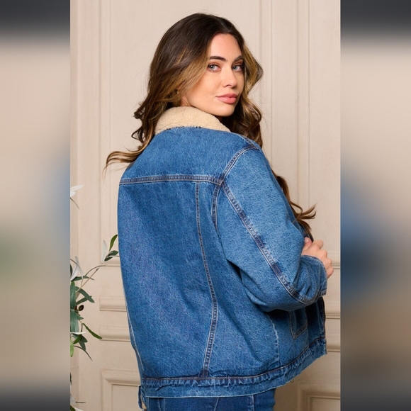 #2 🪷Women Sherpa lined Demin Jacket Zip Up With Pockets - Picture 4 of 4